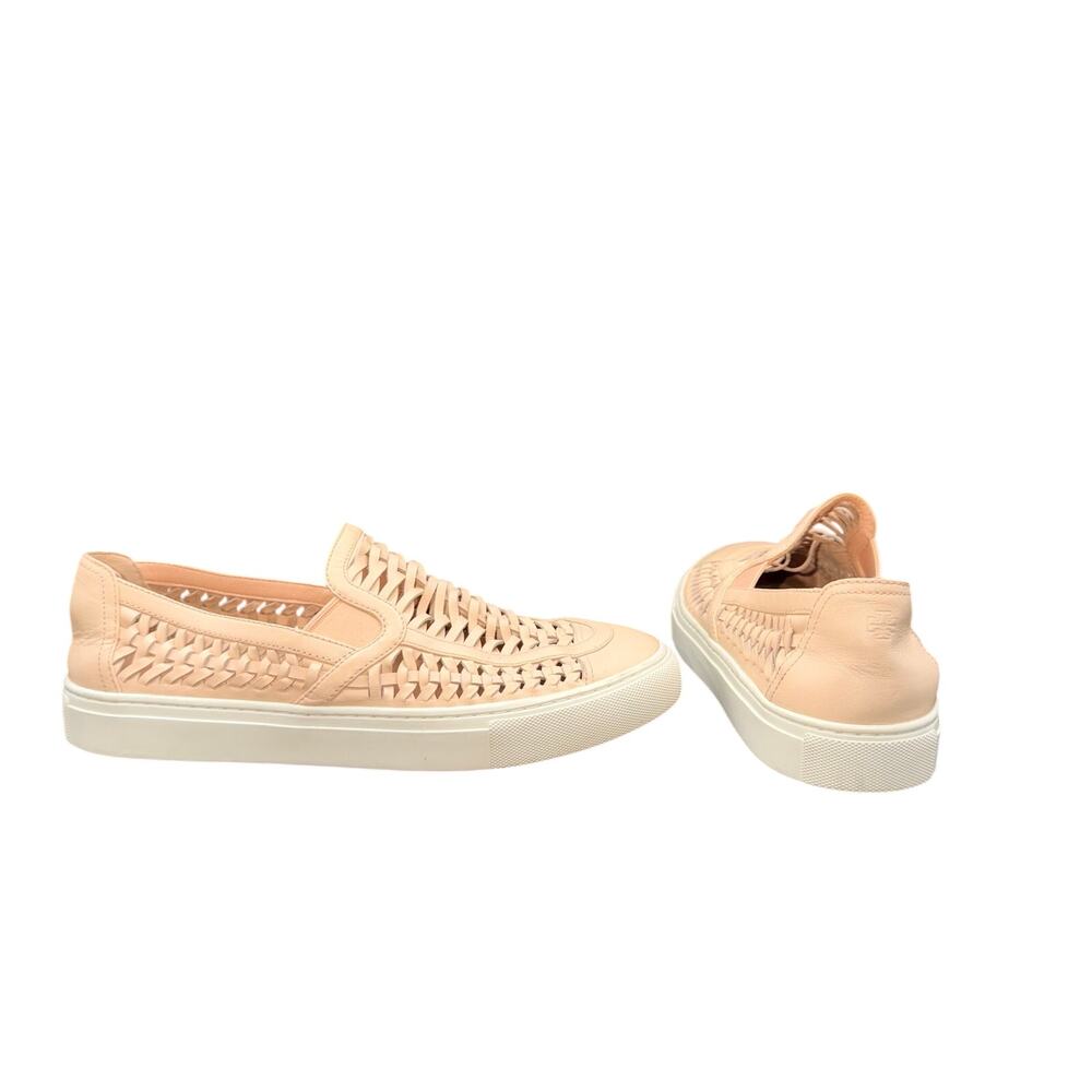 Tory Burch Womens 8M Blush Woven Leather Slip On Sneakers Huarache Shoes